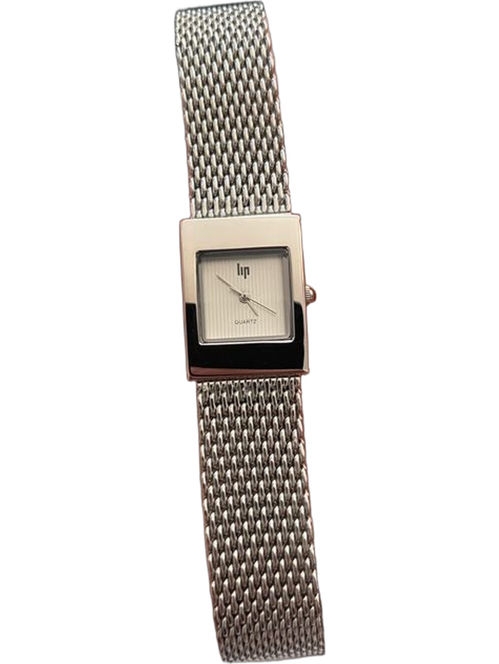 LIP Square Wristwatch NOS - White Dial Mechanical Silver-tone